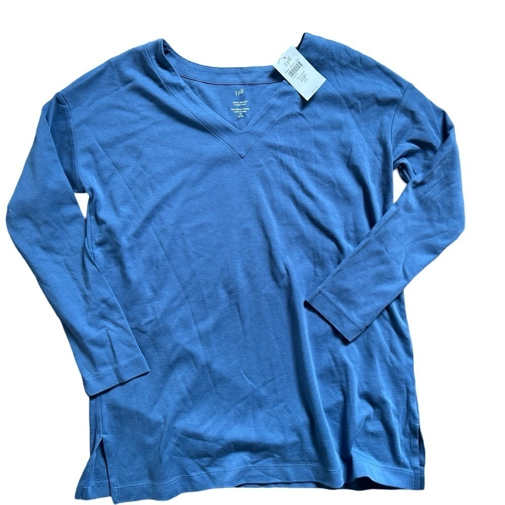 J Jill NWT extra Small Petite V Neck Blue Long Sleeved Tunic